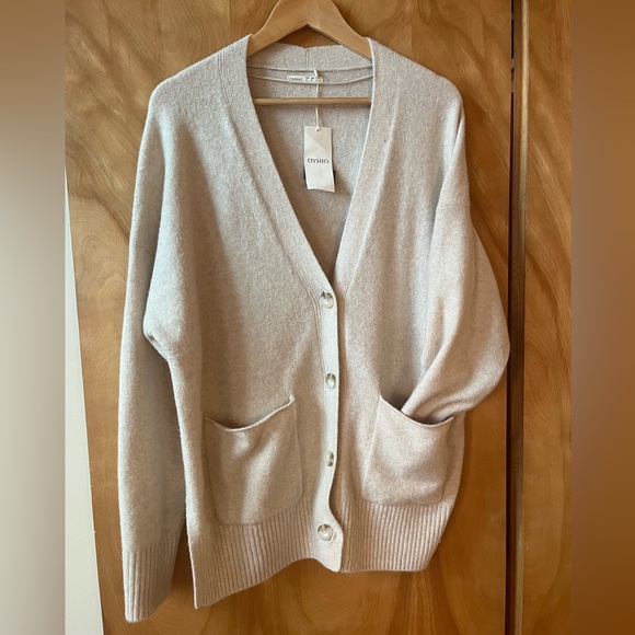 bnwt Oysho heathered cream cardigan with pockets - Picture 1 of 8